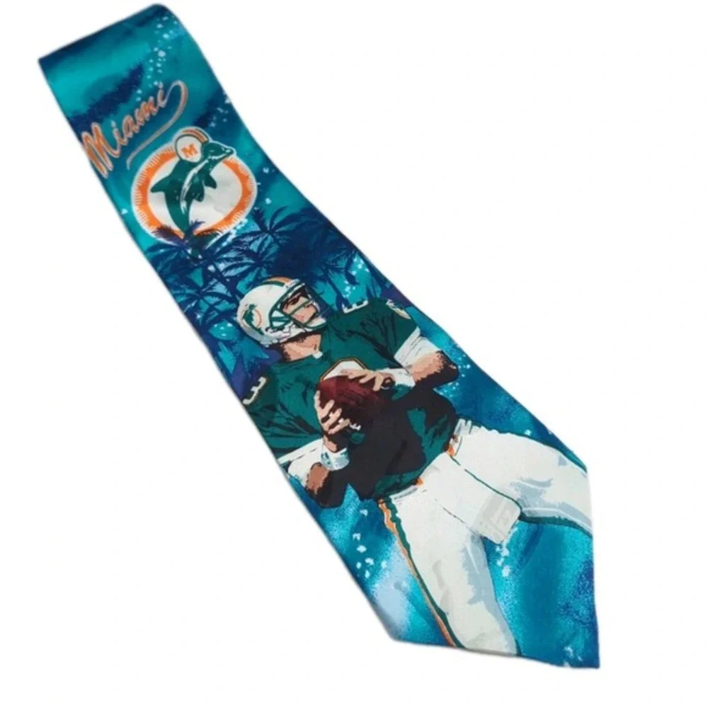 Vintage Miami Dolphins 100% Silk Necktie Mens 57
